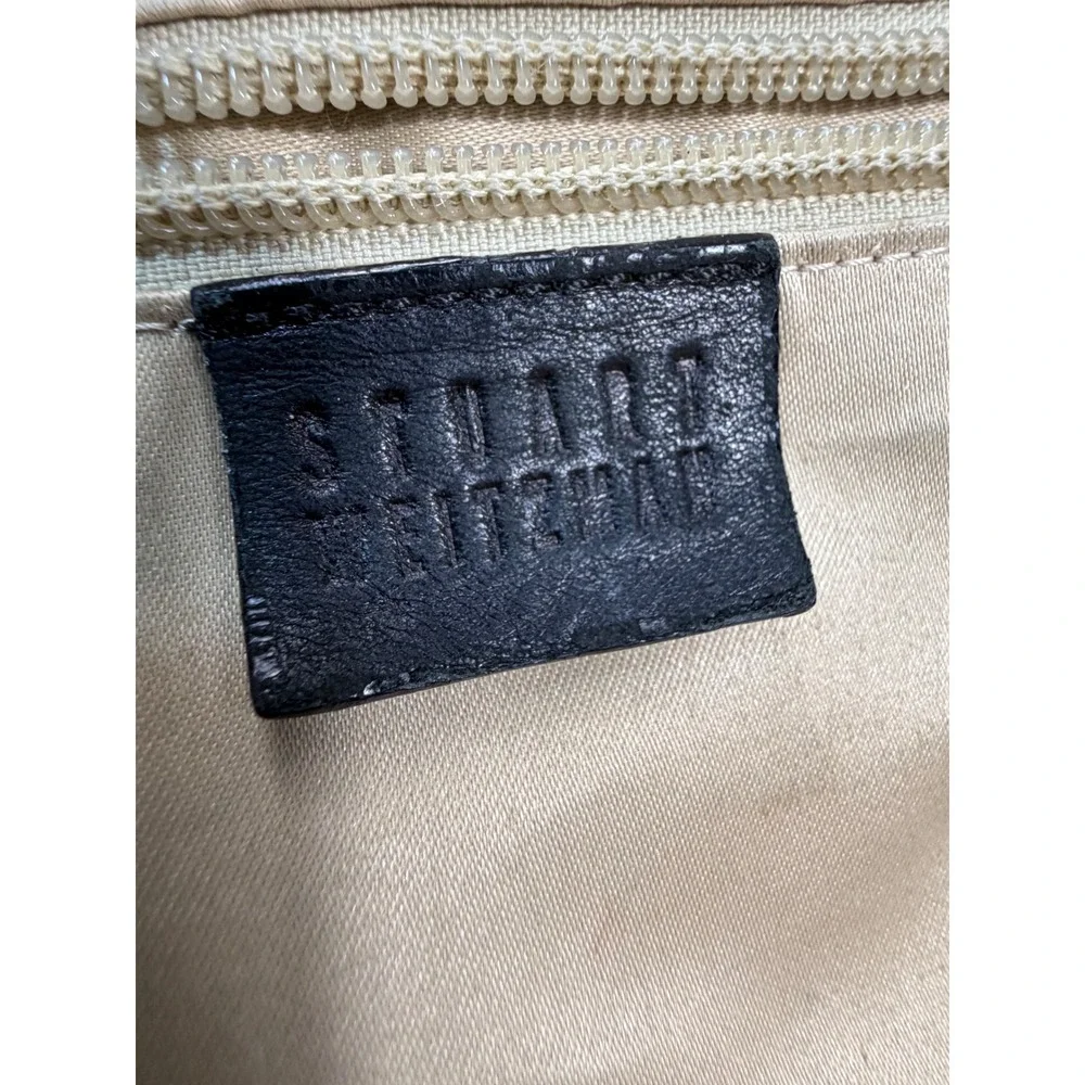 Stuart Weitzman Black Leather Studded Hobo Shoulder Bag Silver Hardware